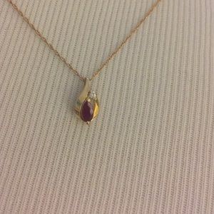 COPY - 14k gold ruby pendant with matching earrings